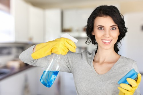 Communal entrance cleaning in a Barnes apartment building