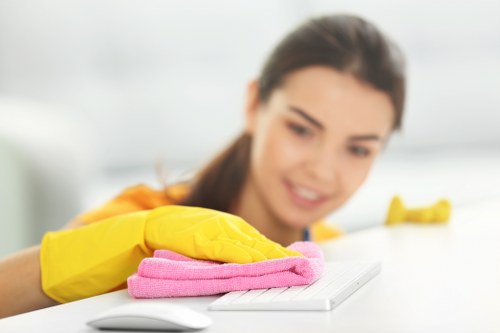 Local cleaning team working in a Barnes flat with access considerations